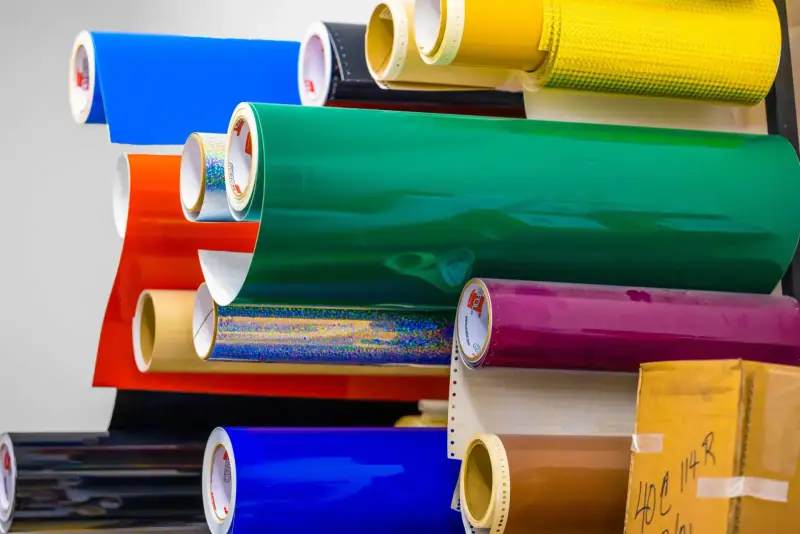 Rolls of sign vinyl in many colors